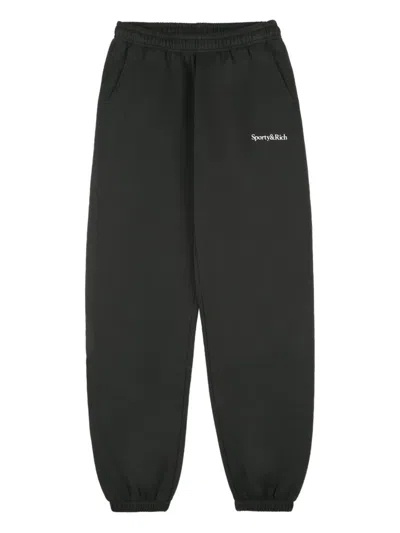Sporty And Rich Serif Logo-detail Track Pants In Black