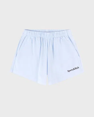 Sporty And Rich Sporty & Rich Serif Logo Embroidered Disco Short X-sm In Ljusblå