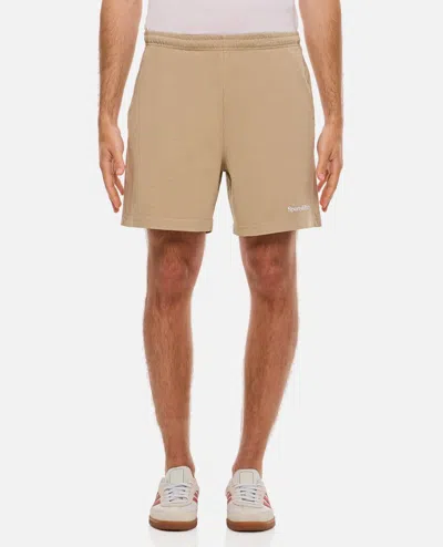Sporty And Rich Serif Logo Embroidered Gym Shorts In Beige