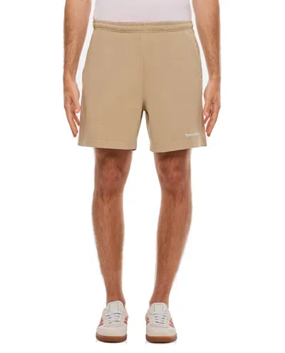 Sporty And Rich Serif Logo Embroidered Gym Shorts In Neutrals