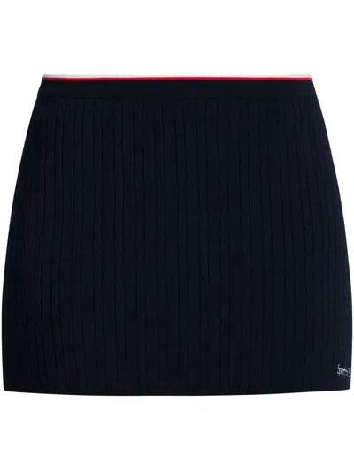 Sporty And Rich Serif Logo-embroidered Mini Skirt In Blue