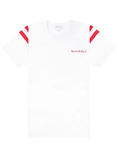 Sporty And Rich Serif Logo Football T-shirt In White