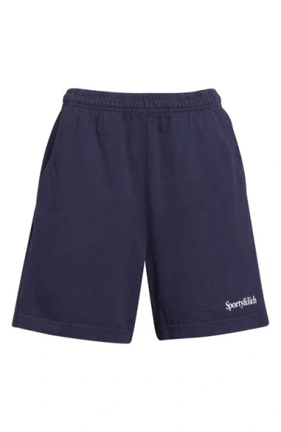 Sporty And Rich Sporty & Rich Serif Logo Graphic Gym Shorts In Blue