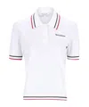 Sporty And Rich Womens White Dark Navy Ruby Serif Logo Mini Cable-knit Polo Shirt In Multi