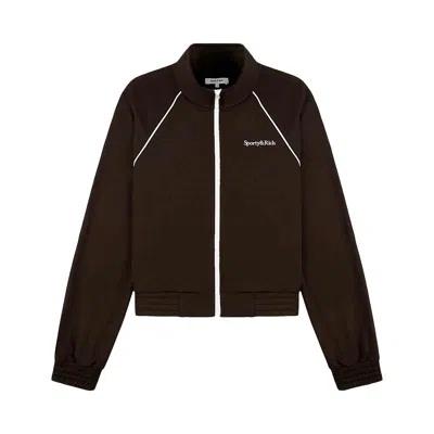Pre-owned Sporty And Rich Sporty & Rich Serif Logo Retro Track Jacket 'cioco/white' | Brown | Women's Size M