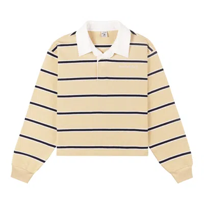 Pre-owned Sporty And Rich Sporty & Rich Serif Logo Rugby Polo 'almond' | White | Women's Size S