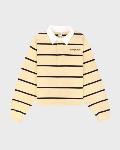 Sporty And Rich Sporty & Rich Serif Logo Rugby Polo X-sm In Yellow