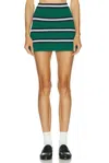 Sporty And Rich Serif Logo Silk Pique Aline Skirt In Green