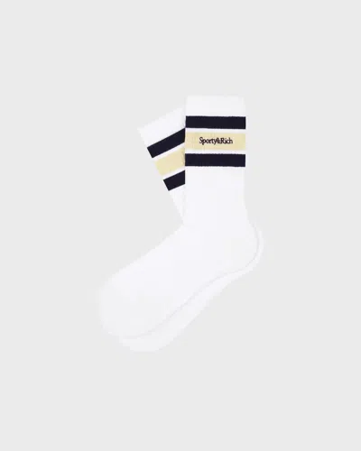 Sporty And Rich Sporty & Rich Serif Logo Sock In White