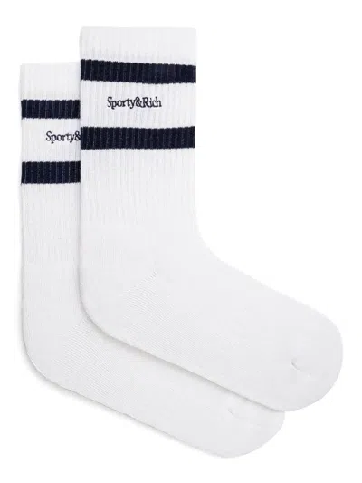 Sporty And Rich Serif Logo Socks In White