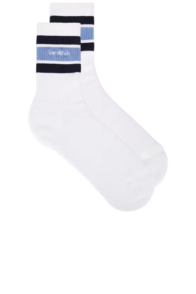 Sporty And Rich Serif Logo Socks In White