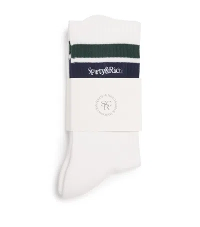 Sporty And Rich Serif Logo Socks In Multi