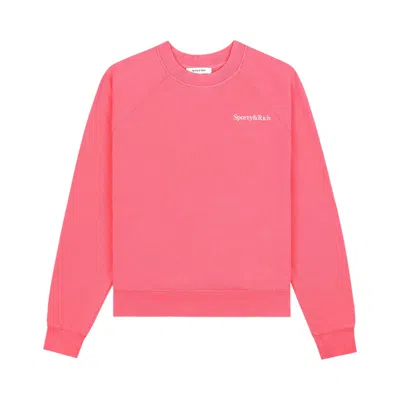 Pre-owned Sporty And Rich Sporty & Rich Serif Logo Soft Crewneck 'cotton Candy/white' | Pink | Women's Size Xs