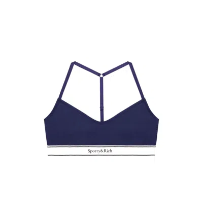 Sporty And Rich Serif-logo Sports Bralette In Navy