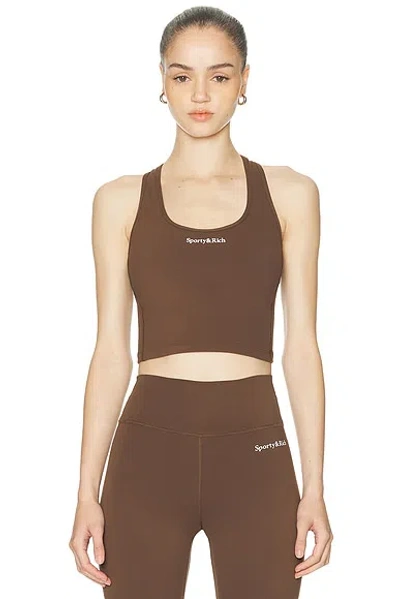 Sporty And Rich Serif Logo Sports Tank Top In Brown