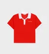 Sporty And Rich Logo-embroidered Polo-collar Cotton-terry Top In Bright Red/white