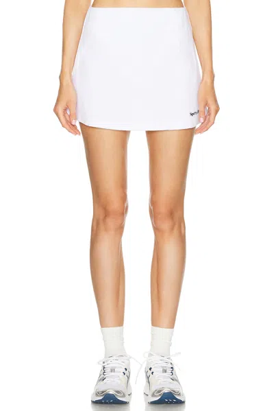 Sporty And Rich Serif Logo Terry Skirt In White & Navy