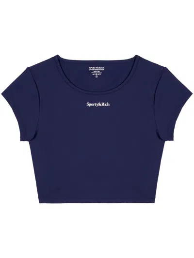 Sporty And Rich Serif-logo Training T-shirt In Blue