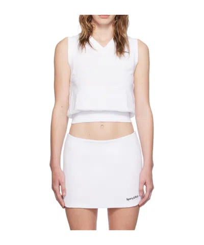 Sporty And Rich White Embroidered Serif Logo Vest