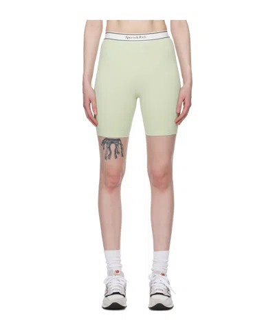 Sporty And Rich Serif Logo-waistband Shorts In Green