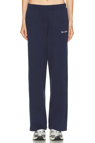 Sporty And Rich Serif Logo Wide Sweatpant In Blue