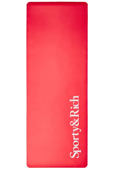 Sporty And Rich Serif Logo Yoga Mat In Sports Red & White