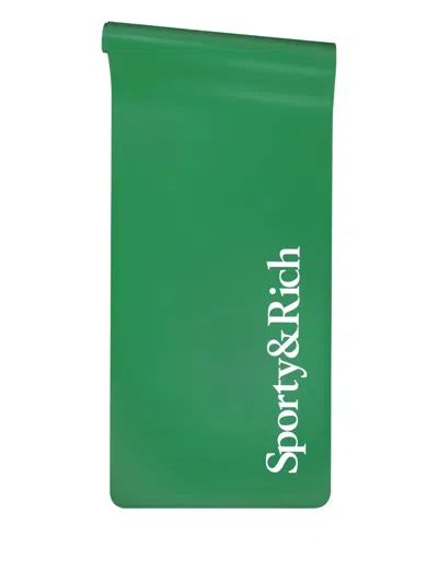 Sporty And Rich Serif Logot Logo-print Yoga Mat In Green