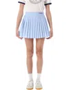 Sporty And Rich Womens Washed Hydrangea Anae Pleated Cotton-poplin Mini Skirt In Washed Blue