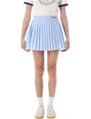 Sporty And Rich Womens Washed Hydrangea Anae Pleated Cotton-poplin Mini Skirt In Washed Blue