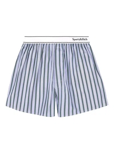 Sporty And Rich Serif Striped Boxer Shorts In Blue