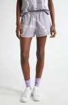 Sporty And Rich Sporty & Rich Serif Tie Dye Logo Cotton Disco Shorts In Easter Egg Tie Dye