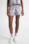 Sporty And Rich Sporty & Rich Serif Tie Dye Logo Cotton Disco Shorts In Easter Egg Tie Dye