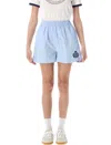 Sporty And Rich Sporty & Rich H&w Crest Poplin Short In Washed Blue