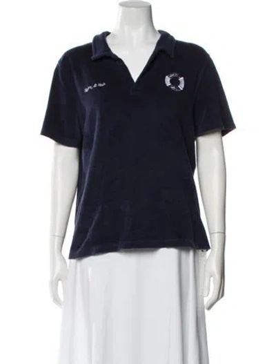 Pre-owned Sporty And Rich Short Sleeve Polo In Blue