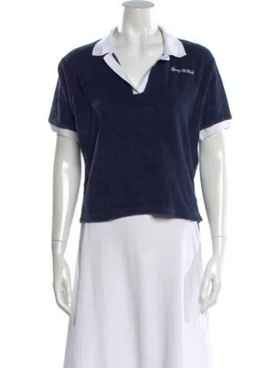 Pre-owned Sporty And Rich Short Sleeve Polo In Blue