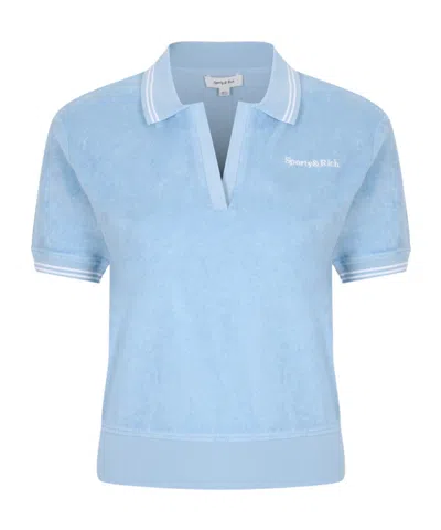 Sporty And Rich Short-sleeved Polo Shirt In Sky Blue