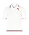 Sporty And Rich Womens White Dark Navy Ruby Serif Logo Mini Cable-knit Polo Shirt In Multi