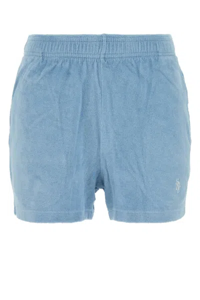 Sporty And Rich Sporty & Rich Logo Detailed Elasticated Waistband Shorts In Blue