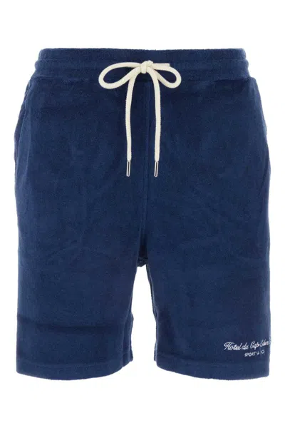 Sporty And Rich Sporty & Rich Logo Detailed Drawstring Shorts In Blue