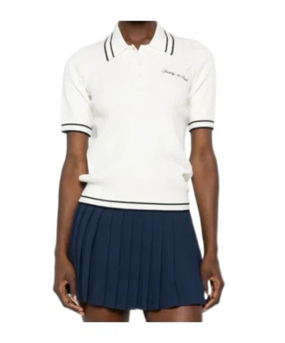Sporty And Rich Short-sleeved Knit Polo Shirt In White