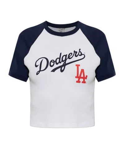 Sporty And Rich Short-sleeved T-shirt In White/dark Navy Blue