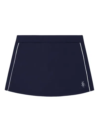 Sporty And Rich Side-stripe Short Skirt In Blue