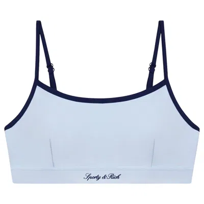 Pre-owned Sporty And Rich Sporty & Rich Signature Logo Athletic Bra 'ciel/dark Navy' | Blue | Women's Size M