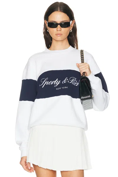 Sporty And Rich Signature Logo Block Crewneck Sweatshirt In White