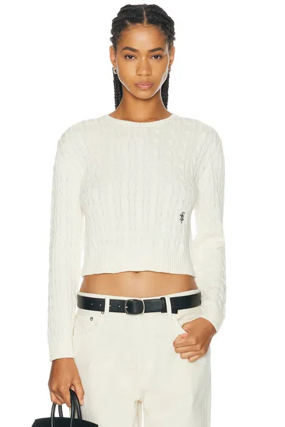 Sporty And Rich Signature Logo Cable Sweater In White