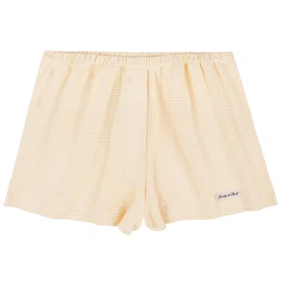 Pre-owned Sporty And Rich Sporty & Rich Signature Logo House Short 'almond Striped' | White | Women's Size L