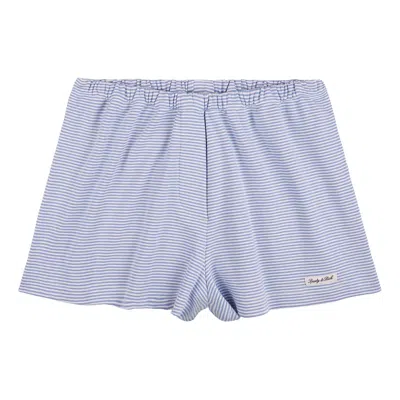 Pre-owned Sporty And Rich Sporty & Rich Signature Logo House Short 'periwinkle Stripe/black' | Blue | Women's Size M