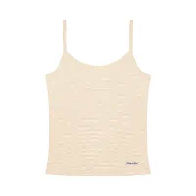Pre-owned Sporty And Rich Sporty & Rich Signature Logo House Tank 'almond Striped' | White | Women's Size M