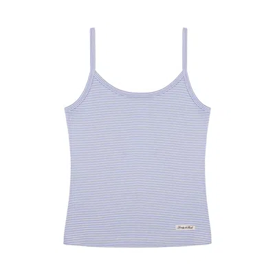 Pre-owned Sporty And Rich Sporty & Rich Signature Logo House Tank 'periwinkle Stripe/black' | Blue | Women's Size S