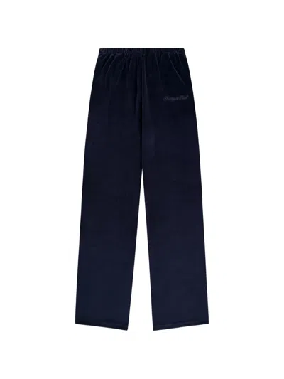 Sporty And Rich Signature Logo Krystal Logo-embellished Track Pants In Blue